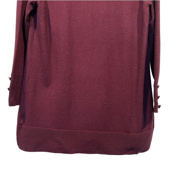Evolution By Cyrus Sweater Myna Fine Knit Open Cardigan Burgundy Red Size Small - Picture 7 of 11